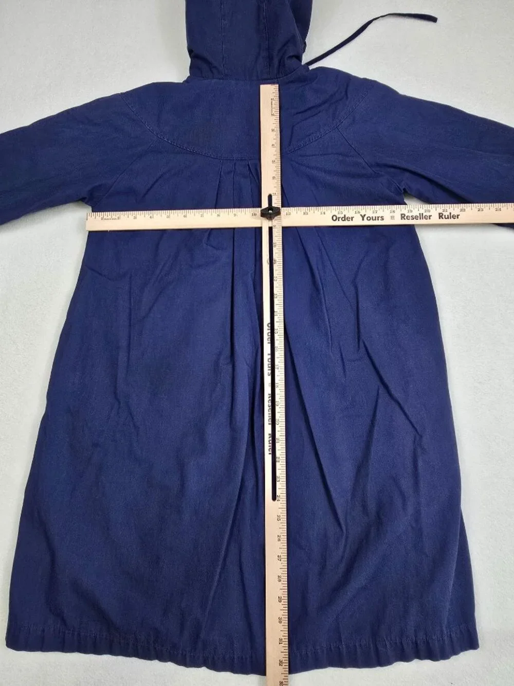 London Fog Girls 10 Hooded Navy Blue Coat Faux Fur Interior FLAWED